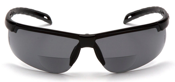 Pyramex Ever-Lite Reader Safety Glasses with Black Frame and Gray H2MAX Anti-Fog Lens - Front View
