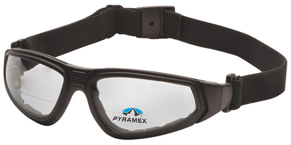 Pyramex XSG Bifocal Safety Goggle with Black Frame and Clear Anti-Fog Lens - With Strap