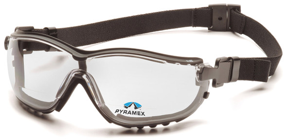 Pyramex GB1810STR V2G Bifocal Safety Glasses/Goggles with Black Frame and Clear Lens