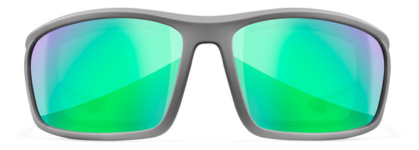 Wiley X Grid Safety Sunglasses with Grey Frame and Captivate Polarized Green Mirror Lens CCGRD07 - Front View
