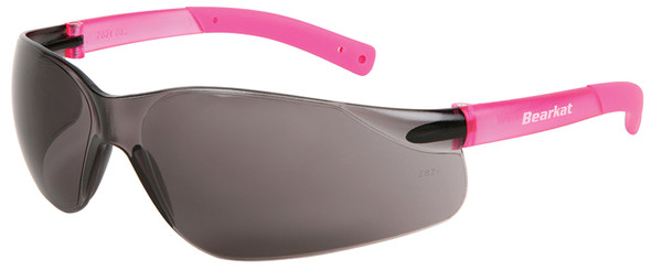 Crews Bearkat Small Safety Glasses with Pink Temples and Gray Lens BK222