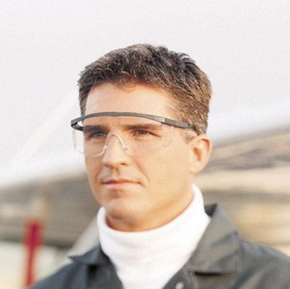 Crews Stratos Safety Glasses with Black Frame and Clear Lens