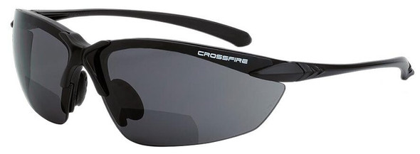 Crossfire Sniper Bifocal Safety Glasses with Matte Black Frame and Smoke Lens