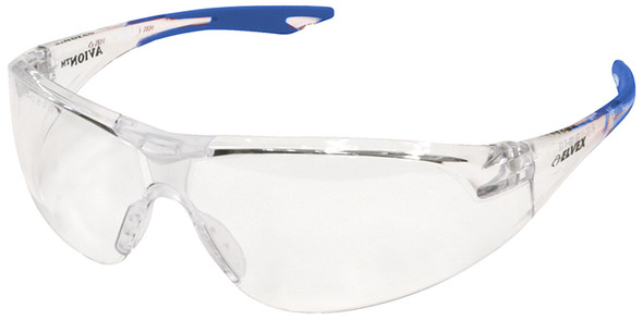 Elvex Avion Safety Glasses with Blue Temple Tip and Clear Anti-Fog Lens