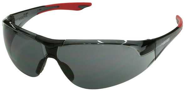 Elvex Avion Safety Glasses with Red Temple Tip and Gray Lens