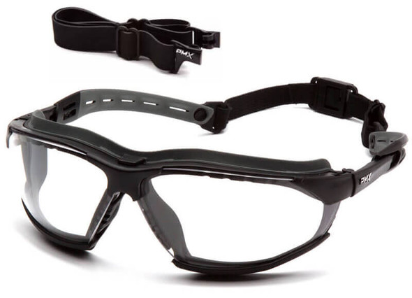 Pyramex Isotope Convertible Safety Glasses/Goggles Black Frame Clear H2MAX Anti-Fog Lens GB9410STM