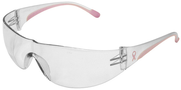 Bouton Eva Women's Safety Glasses with Pink Temple Trim and Clear Hard Coat Lens