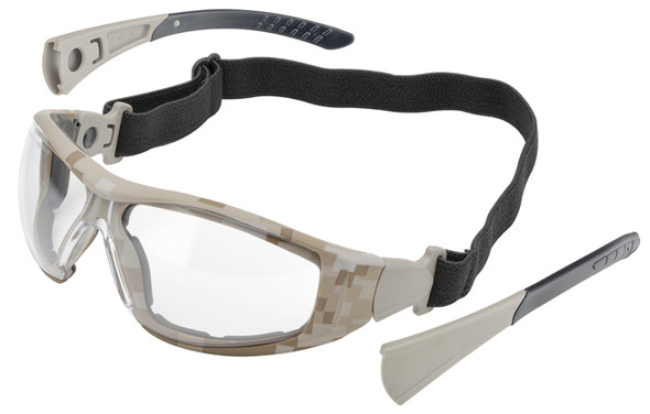 Elvex Go-Specs II Safety Glasses/Goggles with Desert Camo Frame, Foam Seal and Clear Anti-Fog Lens GG-45CAF-CAMO
