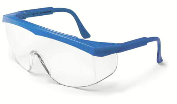 Crews Stratos Safety Glasses with Blue Frame and Clear Lens