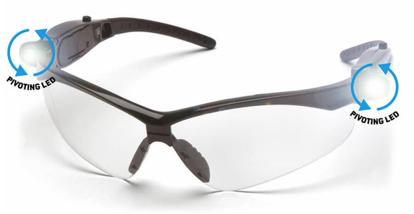 Pyramex PMXtreme LED Safety Glasses with Black Frame and Clear Anti-Fog Lens