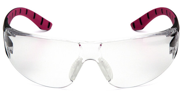 Pyramex Endeavor Plus Safety Glasses with Black/Pink Temples and Clear Lens - Front