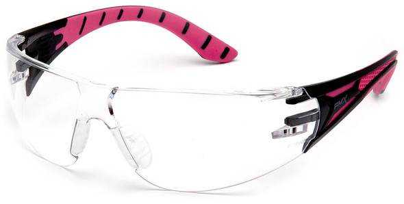 Pyramex Endeavor Plus Safety Glasses with Black/Pink Temples and Clear Lens