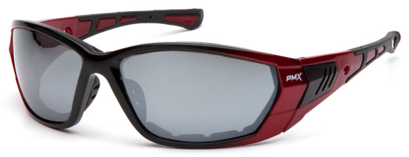 Pyramex Atrex Safety Glasses with Padded Red Frame and Silver Mirror Lens SR10870D