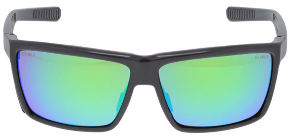 MCR Safety Swagger SR2 Safety Glasses with Charcoal Frame and Green Mirror Lens SR22BG - Front View