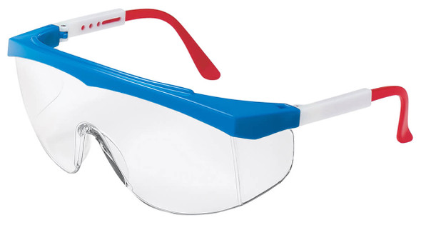 Crews Stratos Safety Glasses with RWB Frame and Clear Lens