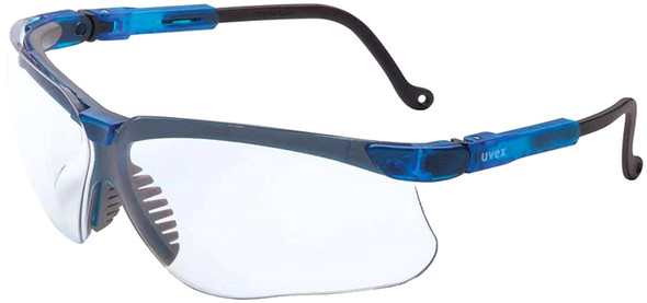 Uvex Genesis Safety Glasses with Vapor Blue Frame and Clear Lens S3240