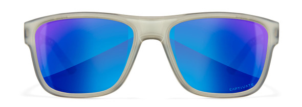 Wiley X Ovation Safety Sunglasses with Matte Slate Frame and Captivate Polarized Blue Mirror Lens WX-AC6OVN09 - Front View