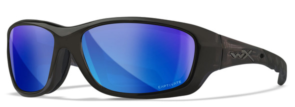Wiley X Gravity Safety Sunglasses with Black Crystal Frame and Captivate Polarized Blue Mirror Lens CCGRA19
