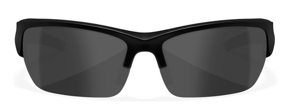 Wiley X Valor Black Ops Safety Sunglasses with Matte Black Frame and Polarized Smoke Gray Lenses CHVAL08 - Front View