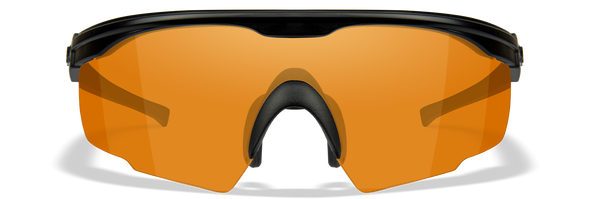 Wiley X PT-1 Ballistic Safety Glasses with Black Frame and Light Rust Lens Front View